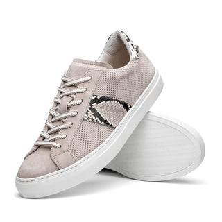 Zelli Italia Olympias Men's Shoes Gray Python Skin / Suede Goat-Skin Sneaker (ZEL1058)
