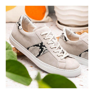 Zelli Italia Olympias Men's Shoes Gray Python Skin / Suede Goat-Skin Sneaker (ZEL1058)
