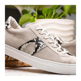 Zelli Italia Olympias Men's Shoes Gray Python Skin / Suede Goat-Skin Sneaker (ZEL1058)