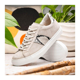 Zelli Italia Olympias Men's Shoes Gray Python Skin / Suede Goat-Skin Sneaker (ZEL1058)