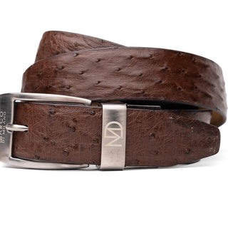 Marco Di Milano Domenico Men's Brown Genuine Ostrich Skin Belts (MDMB1047)