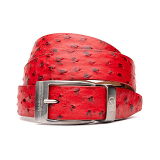 Marco Di Milano Domenico Men's Red Genuine Ostrich Skin Belts (MDMB1047)