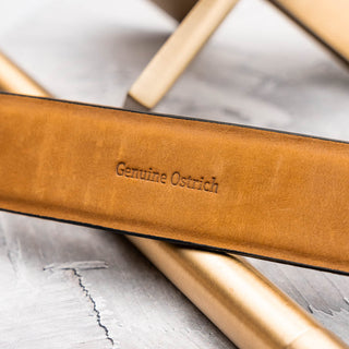 Marco Di Milano Domenico Men's Brandy Genuine Ostrich Skin Belts (MDMB1047)