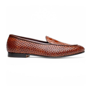 Zelli Italia Palio Men’s Shoes Cognac Crocodile & Woven Calf-Skin Leather Loafer (ZEL1017)