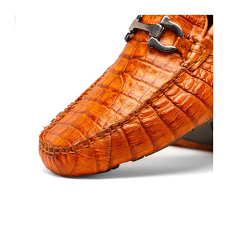 Marco Di Milano Parma Men's Shoes Exotic Brandy Crocodile Moccasin Driver Horsebit Loafers (MDM1187)