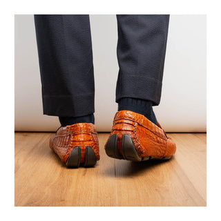 Marco Di Milano Parma Men's Shoes Exotic Brandy Crocodile Moccasin Driver Horsebit Loafers (MDM1187)