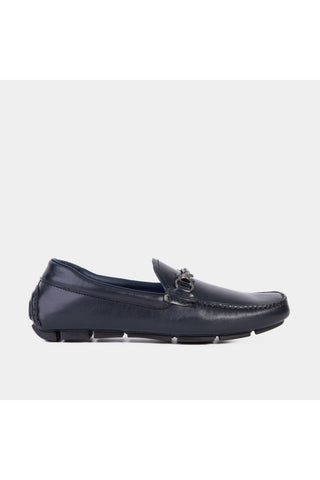 Vinci Pavia Leather Horse-Bit Loafer - Navy