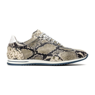 Zelli Italia Peri Men's Shoes Black & White Python Print Calf-Skin Leather Sneaker (ZEL1055)