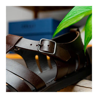 Zelli Italia Pesca Men’s Shoes Brown Calf-Skin Leather Fisherman Sandal (ZEL1010)