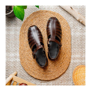 Zelli Italia Pesca Men’s Shoes Brown Calf-Skin Leather Fisherman Sandal (ZEL1010)