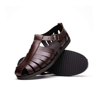 Zelli Italia Pesca Men’s Shoes Brown Calf-Skin Leather Fisherman Sandal (ZEL1010)