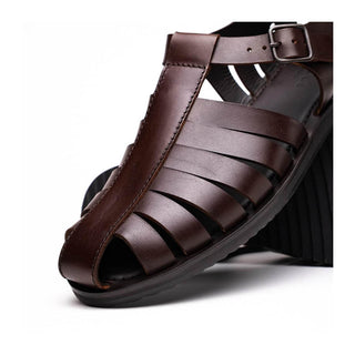 Zelli Italia Pesca Men’s Shoes Brown Calf-Skin Leather Fisherman Sandal (ZEL1010)