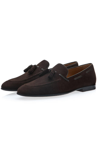 SUPERGLAMOUROUS Philippe-R Velukid suede tassel loafer in Cocoa - view 1