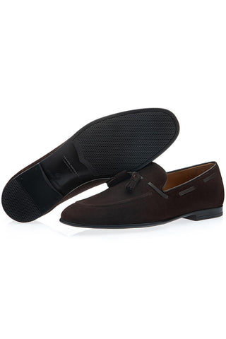 SUPERGLAMOUROUS Philippe-R Velukid suede tassel loafer in Cocoa - sole
