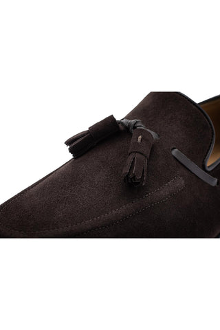 SUPERGLAMOUROUS Philippe-R Velukid suede tassel loafer in Cocoa - detail