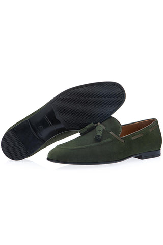 SUPERGLAMOUROUS Philippe-R Velukid suede tassel loafer in Musk - sole