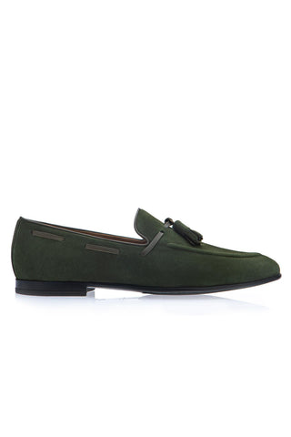 SUPERGLAMOUROUS Philippe-R Velukid suede tassel loafer in Musk - side