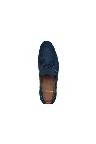 SUPERGLAMOUROUS Philippe-R Velukid suede tassel loafer in Navy - top