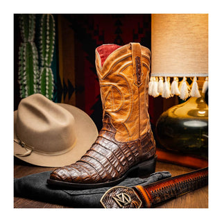 Marco Di Milano Phoenix Men's Shoes Aged Maple Exotic Crocodile Skin Cowboy Boot (MDM1236)