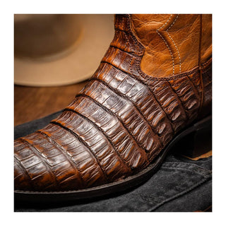Marco Di Milano Phoenix Men's Shoes Aged Maple Exotic Crocodile Skin Cowboy Boot (MDM1236)