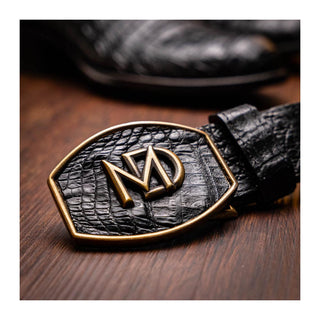 Marco Di Milano Phoenix Men's Shoes Black Exotic Crocodile Skin Cowboy Boot (MDM1237)