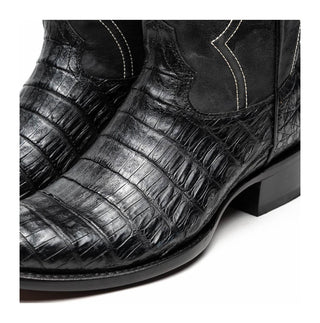 Marco Di Milano Phoenix Men's Shoes Black Exotic Crocodile Skin Cowboy Boot (MDM1237)