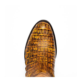 Marco Di Milano Phoenix Men's Shoes Mustard Brown Exotic Crocodile Skin Cowboy Boot (MDM1234)