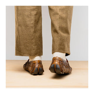 Marco Di Milano Pia Men's Shoes Cognac Exotic Python Skin Horse-Bit Loafer (MDM1240)