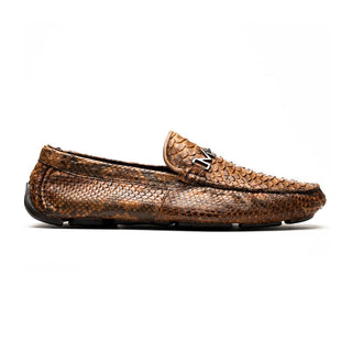 Marco Di Milano Pia Men's Shoes Cognac Exotic Python Skin Horse-Bit Loafer (MDM1240)