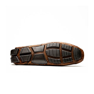 Marco Di Milano Pia Men's Shoes Cognac Exotic Python Skin Horse-Bit Loafer (MDM1240)