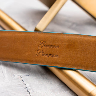 Marco Di Milano Olivieri Men's Caribbean Blue Genuine Pirarucu Belts (MDMB1052)