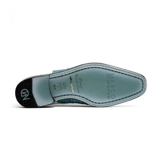Marco Di Milano Pissa Men's Shoes Aqua & White Genuine Caiman Crocodile / Lizard Patchwork Derby (MDM1209)