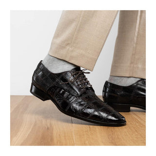 Marco Di Milano Pissa Men's Shoes Brown Genuine Caiman Crocodile / Lizard Patchwork Derby (MDM1209)