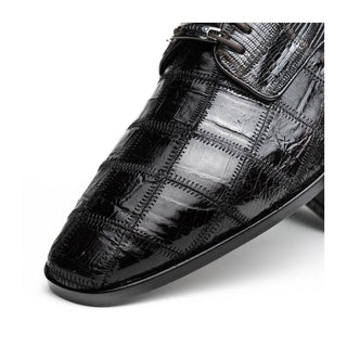 Marco Di Milano Pissa Men's Shoes Brown Genuine Caiman Crocodile / Lizard Patchwork Derby (MDM1209)