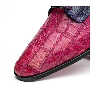 Marco Di Milano Pissa Men's Shoes Pink & Purple Genuine Caiman Crocodile / Lizard Patchwork Derby (MDM1209)