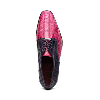 Marco Di Milano Pissa Men's Shoes Pink & Purple Genuine Caiman Crocodile / Lizard Patchwork Derby (MDM1209)