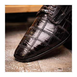 Marco Di Milano Pissa Men's Shoes Brown Genuine Caiman Crocodile / Lizard Patchwork Derby (MDM1209)