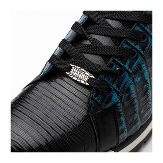 Marco Di Milano Portici Men's Shoes Navy & Black Exotic Lizard / Crocodile Casual Sneakers (MDM1016)