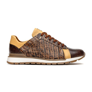 Marco Di Milano Portici Men's Shoes Orix & Brown Exotic Lizard / Crocodile Casual Sneakers (MDM1016)