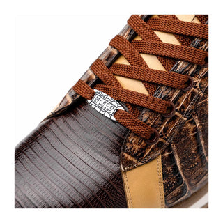 Marco Di Milano Portici Men's Shoes Orix & Brown Exotic Lizard / Crocodile Casual Sneakers (MDM1016)
