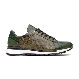 Marco Di Milano Portici Men's Shoes Green & Olive Exotic Lizard / Crocodile Casual Sneakers (MDM1016)