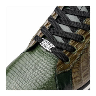 Marco Di Milano Portici Men's Shoes Green & Olive Exotic Lizard / Crocodile Casual Sneakers (MDM1016)