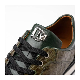 Marco Di Milano Portici Men's Shoes Green & Olive Exotic Lizard / Crocodile Casual Sneakers (MDM1016)