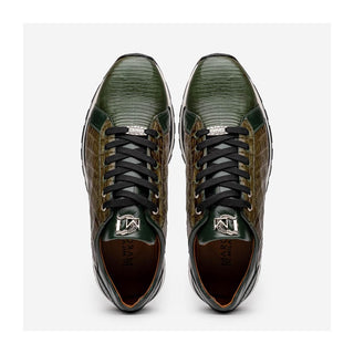 Marco Di Milano Portici Men's Shoes Green & Olive Exotic Lizard / Crocodile Casual Sneakers (MDM1016)