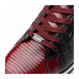 Marco Di Milano Portici Men's Shoes Wine & Black Exotic Lizard / Crocodile Casual Sneakers (MDM1016)