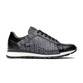 Marco Di Milano Portici Men's Shoes Gray & Black Exotic Lizard / Crocodile Casual Sneakers (MDM1016)