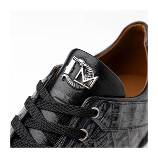 Marco Di Milano Portici Men's Shoes Gray & Black Exotic Lizard / Crocodile Casual Sneakers (MDM1016)