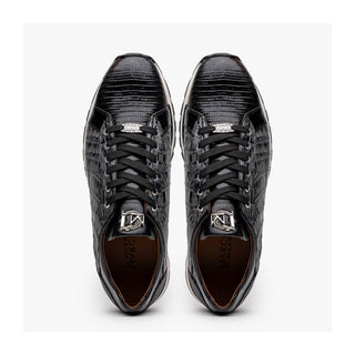 Marco Di Milano Portici Men's Shoes Gray & Black Exotic Lizard / Crocodile Casual Sneakers (MDM1016)