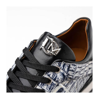 Marco Di Milano Portici Men's Shoes Newspaper & Black Exotic Lizard / Crocodile Casual Sneakers (MDM1016)