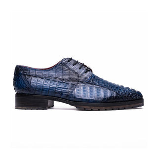 Marco Di Milano Rugasa Men's Shoes Navy Exotic Crocodile Skin Derby (MDM1238)